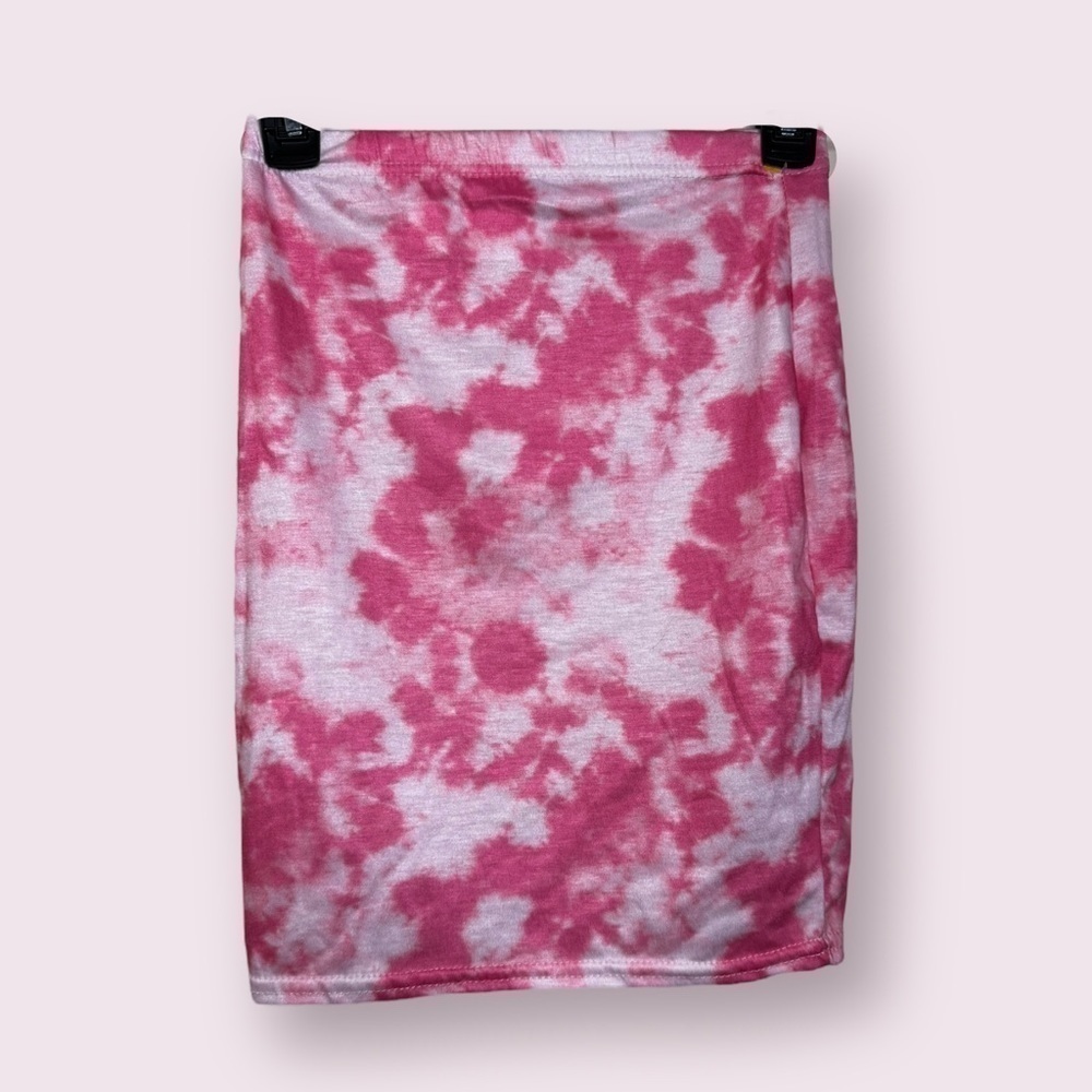 PrettyLittleThing Pink Tie Dye Mini Skirt Bodycon Y2K Festival Size 2 - Picture 3 of 4